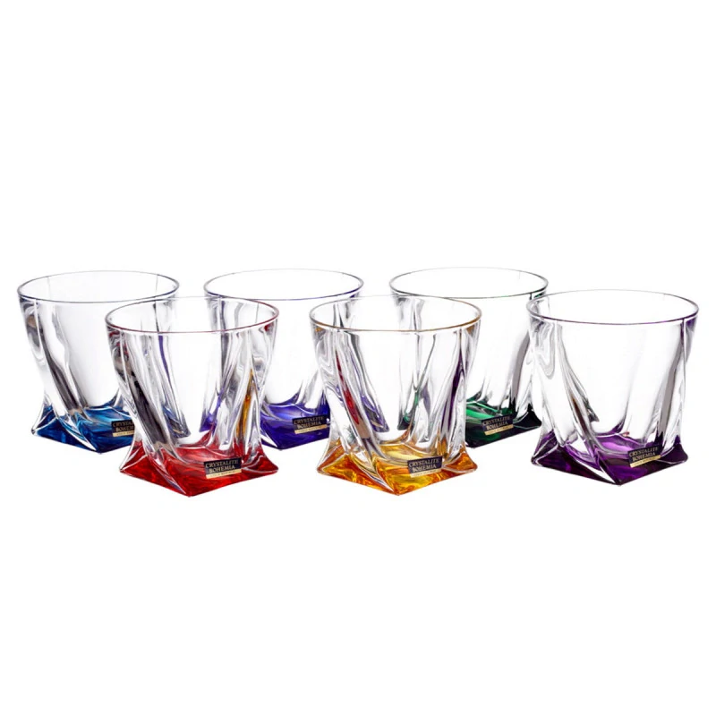 Pohár na whisky/vodu 340 ml QUADRO 6 kusov (mix 6 farieb)
