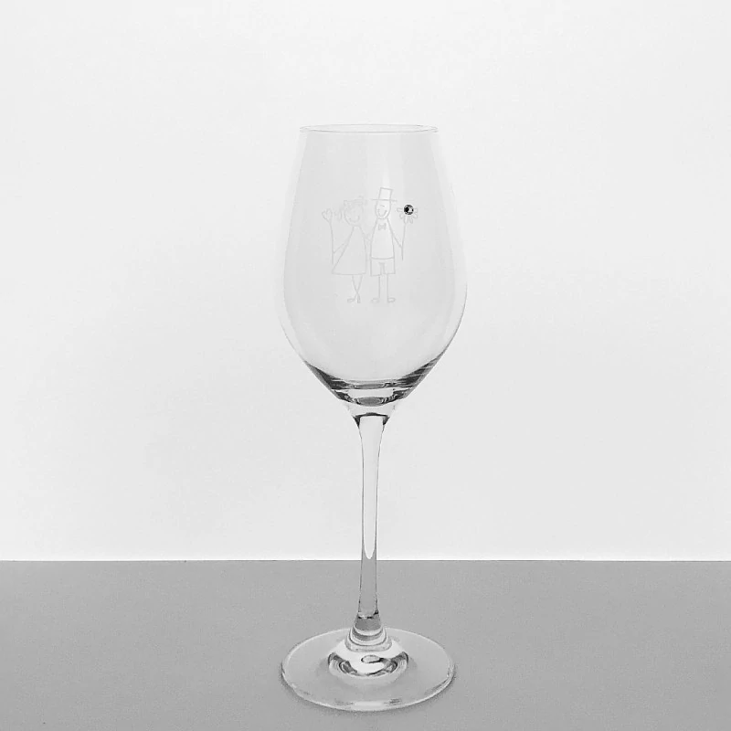 Svadobný pohár Víno 360 ml Swarovski® MLADOMANŽELIA 2 kusy