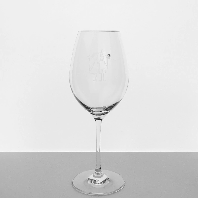Svadobný pohár Víno 470 ml Swarovski® MLADOMANŽELIA 2 kusy