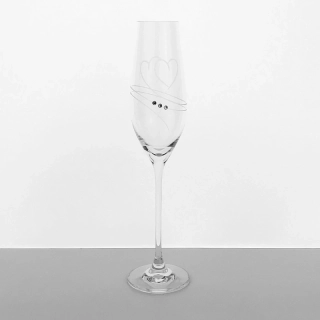 Svadobný pohár Flétna na sekt/šampanské 210 ml Swarovski® SRDCIA 2 kusy