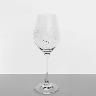 Svadobný pohár Víno 470 ml Swarovski® SRDCIA 2 kusy